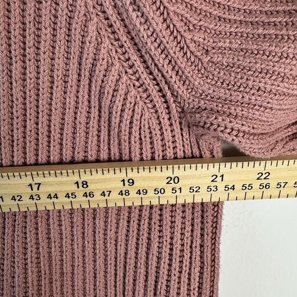 MADEWELL Open Front Cardigan Sweater Pink Rose Dust LARGE 100%Cotton Cozy Knit - Picture 3 of 8
